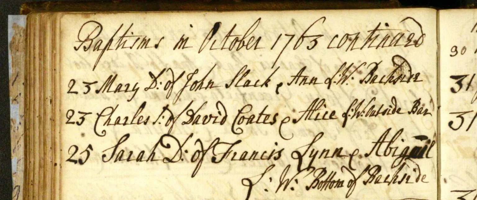 St Mary's Nottingham parish register showing handwritten baptism, marriage and burial records from the 1500s to 1800s