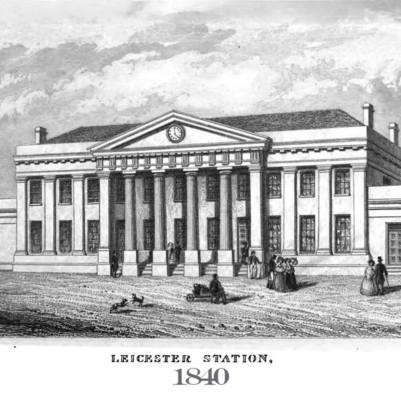 Leicester Campbell Street railway station, from the Midland Counties Railway Companion of 1840