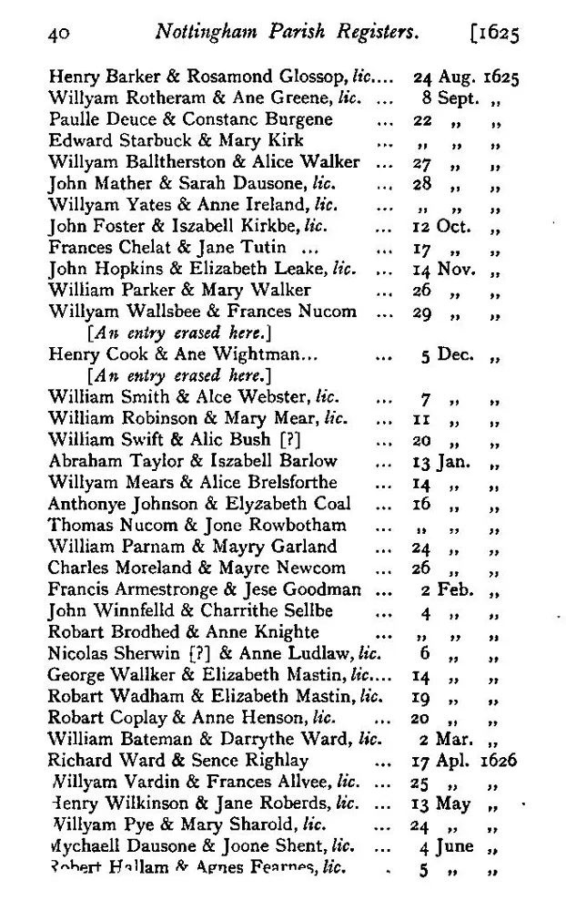 St Mary's Nottingham parish register, 1625, showing handwritten baptism entries